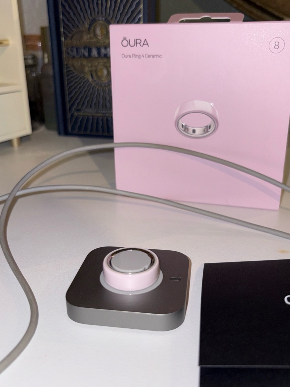 Oura Ceramic Ring Charger in Light Pink with Silver Base